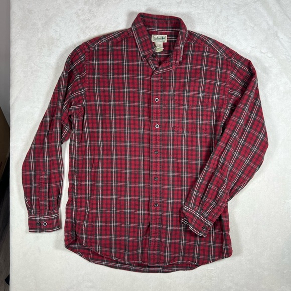 L.L. Bean Men’s Medium Red Plaid Flannel Casual Button Down Shirt - Picture 1 of 8